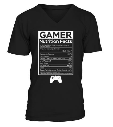 Gamer Nutrition Facts Gaming Gift Idea Present Men's V-Neck T-shirt