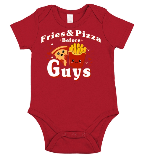 fries and pizza before Guys Funny Valentines day Short Sleeve Baby One-Piece