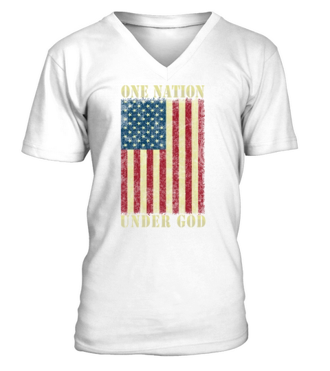 One Nation Under God American Flag 4th Of July Retro Men's V-Neck T-shirt
