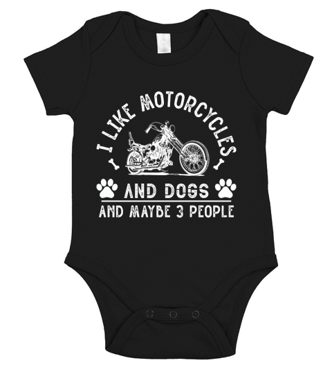 I like motorcycle and dog and maybe 3 people Short Sleeve Baby One-Piece
