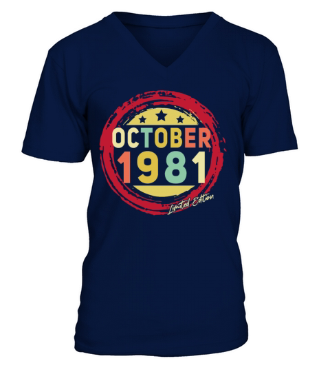 Born October 1981 Vintage Gift Men's V-Neck T-shirt