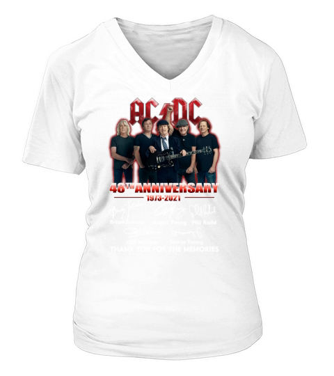 ACDC 48th anniversary 1973-2020 thank you for the memories signatures V-neck T-Shirt Woman