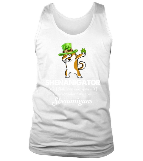 Dabbing Shiba Inu Shenanigator Definition Patricks Day Men's Tank Top