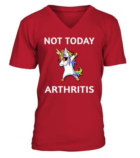 Not Today Arthritis Awareness Dabbing Unicorn Men's V-Neck T-shirt