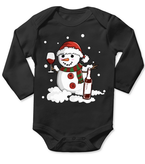 snowman love wine drink lady cool snow christmas Long Sleeve Baby One-Piece