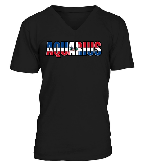 Aquarius Dominican Horoscope Heritage DNA Flag Men's V-Neck T-shirt