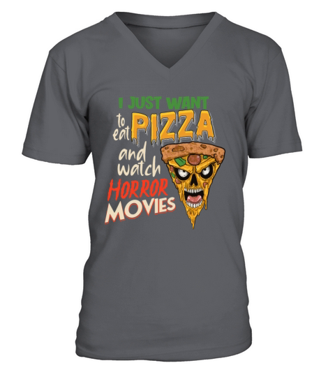 Horror Movie Gift Idea - Horror Movies and Pizza Men's V-Neck T-shirt