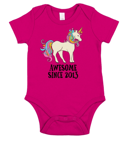 Awesome Since 2013 Unicorn Birthday Gift Short Sleeve Baby One-Piece