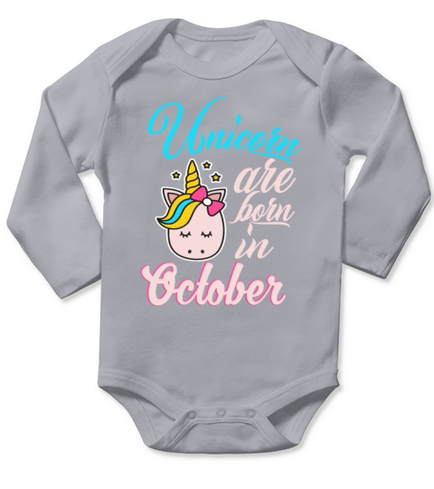 Unicorn are born in october Long Sleeve Baby One-Piece