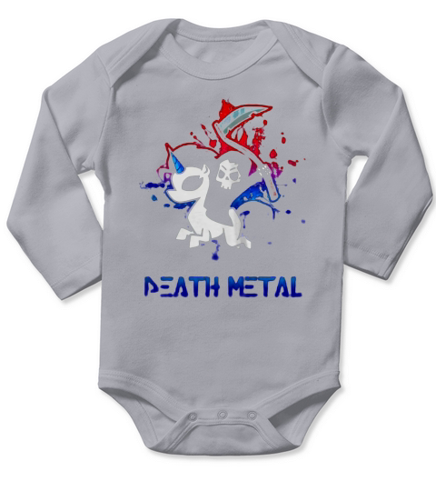 Skeleton riding death metal unicorn Long Sleeve Baby One-Piece