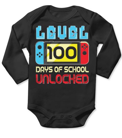 Level 100 Days Of School Unlocked Video Games Long Sleeve Baby One-Piece