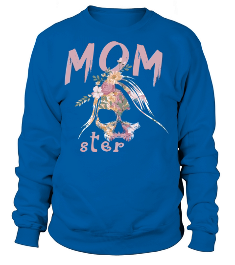 Momster Salty Skull Mom Messy Bun Distressed Hallo Women's Sweatshirt
