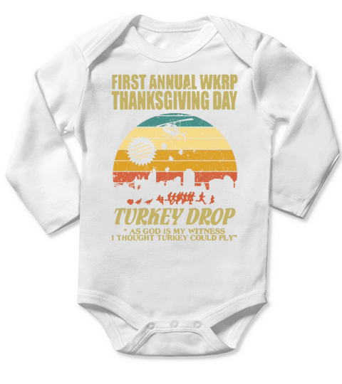 First Anuual WKRP Turkey Drop With Les Nessman Long Sleeve Baby One-Piece