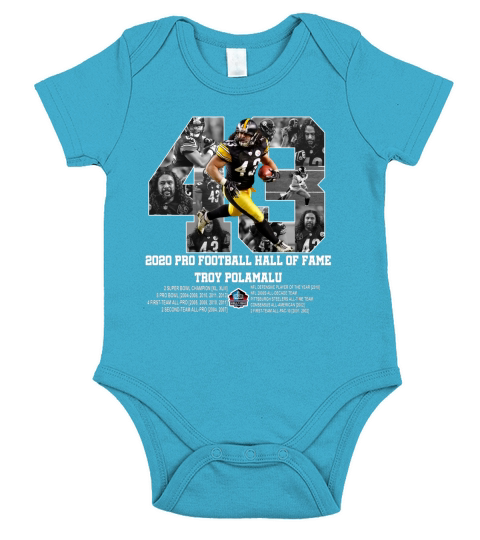 2020 pro football hall of fame Troy Polamalu number 43 shirt Short Sleeve Baby One-Piece