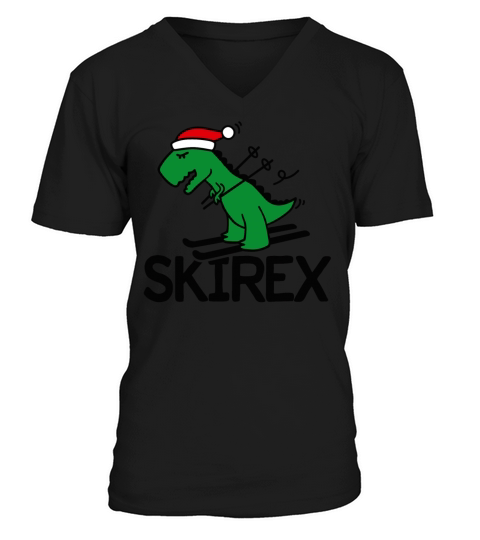 Skirex T-Rex Ski skiing Dinosaur Christmas gift Men's V-Neck T-shirt