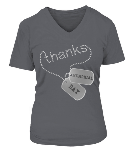 Thanks Memorial Day Military Veteran Dog Tags Women's V-Neck T-shirt