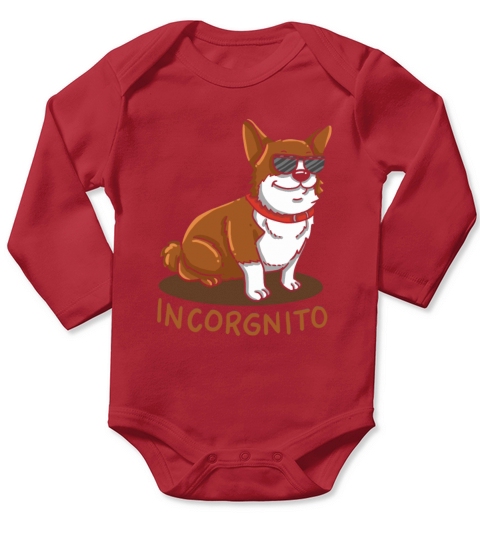 Incorgnito Incognito Corgi Dog Sunglasses Pun Gift Long Sleeve Baby One-Piece