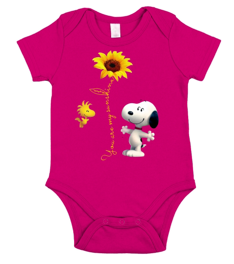 Snoopy and Woodstock You are my sunshine sunflower Short Sleeve Baby One-Piece