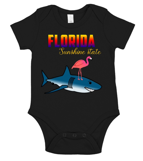 Sunshine State Florida Shark with Flamingo Holiday Short Sleeve Baby One-Piece
