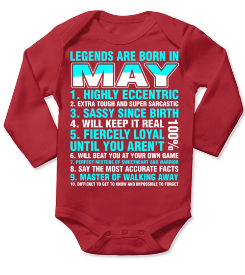 Legends Are Born In May Long Sleeve Baby One-Piece