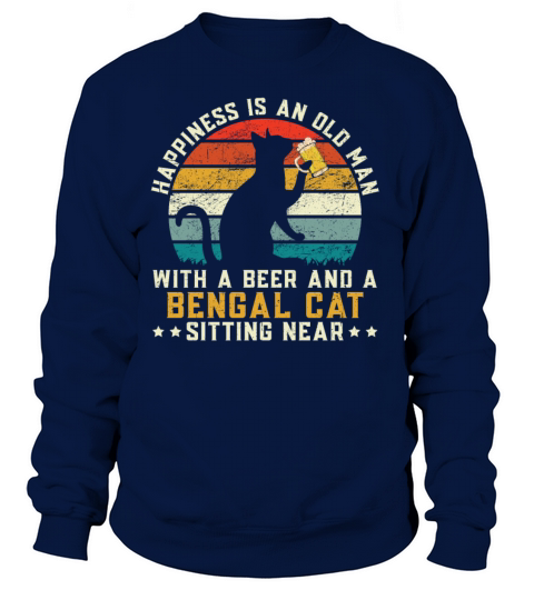An Old Man With A Beer And A Bengal Cat Kitty Women's Sweatshirt