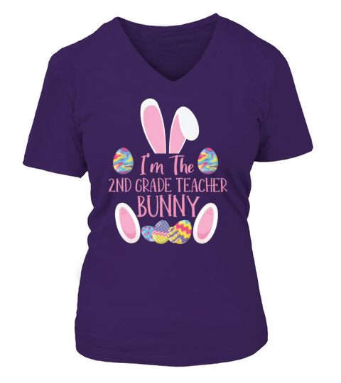 2nd Grade Teacher Bunny Rabbit Easter Day Easter V-neck T-Shirt Woman