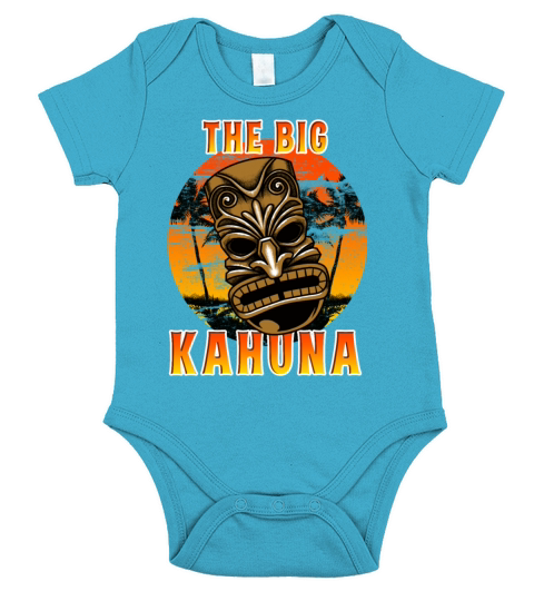 Funny Hawaiian Tiki Mask Luau Hawaii Big Kahuna Short Sleeve Baby One-Piece