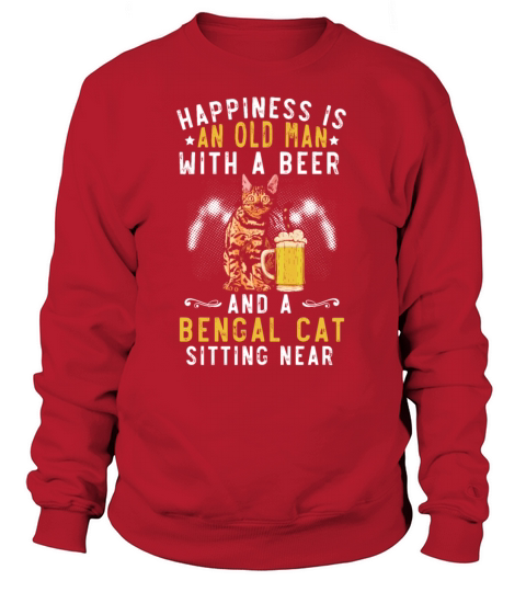 An Old Man With A Beer And A Bengal Cat Kitty Women's Sweatshirt