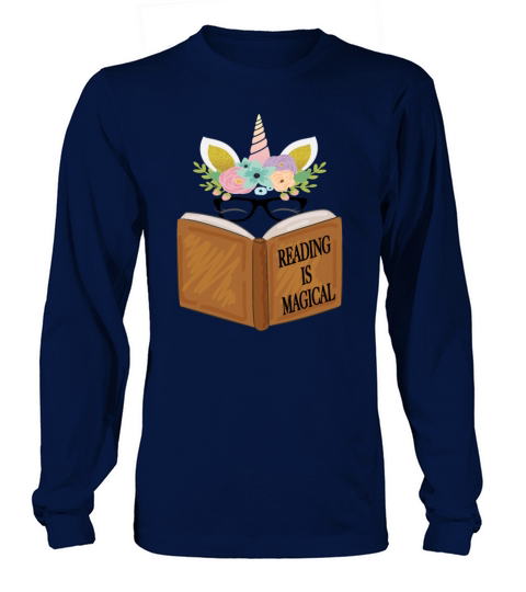 Reading is magical Cute Unicorn Face Book Lovers Men's Long Sleeve
