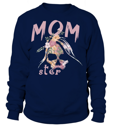 Momster Salty Skull Mom Messy Bun Distressed Hallo Men's Sweatshirt