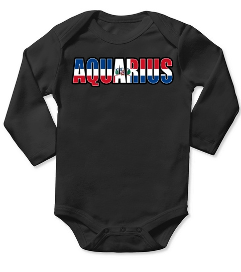 Aquarius Dominican Horoscope Heritage DNA Flag Long Sleeve Baby One-Piece