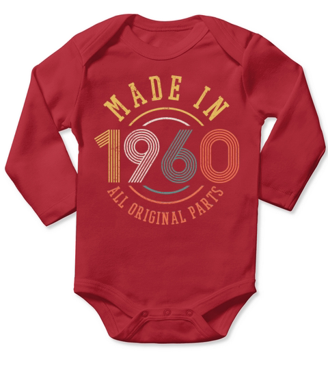 60th Birthday Vintage Made In 1960 Funny Gift Long Sleeve Baby One-Piece