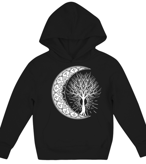 Crescent Moon Tree Earth Day Arbor Day Kids Hoodie