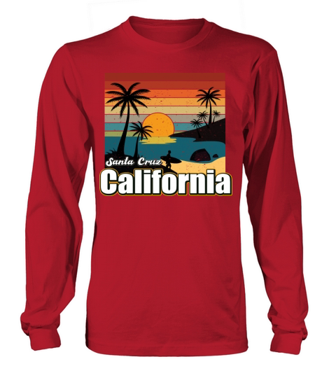 Vintage 70s 80s Style Santa Cruz Ca Surfing Men's Long Sleeve