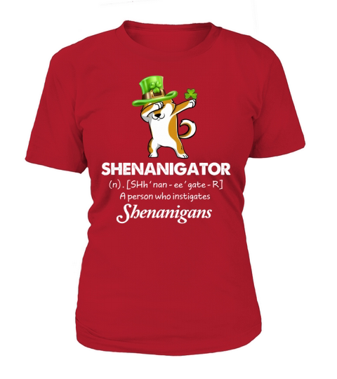 Dabbing Shiba Inu Shenanigator Definition Patricks Day Women's T-Shirt