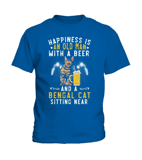 An Old Man With A Beer And A Bengal Cat Kitty Kids T-Shirt