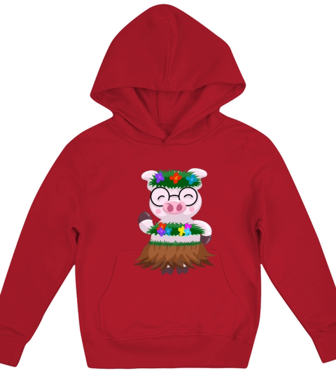 Cool Hawaiian Luau Pig Boar Hula Dancing Kids Hoodie