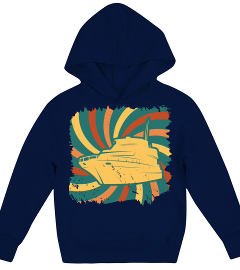 Sailing boat sailboat captain sea yacht retro sail Kids Hoodie