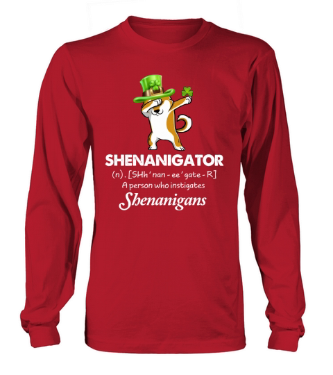 Dabbing Shiba Inu Shenanigator Definition Patricks Day Men's Long Sleeve