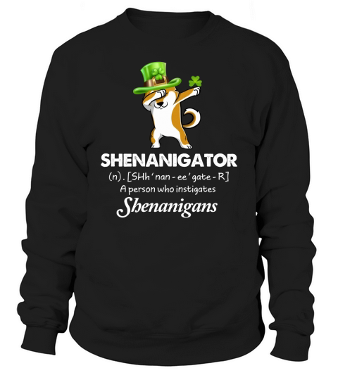 Dabbing Shiba Inu Shenanigator Definition Patricks Day Men's Sweatshirt