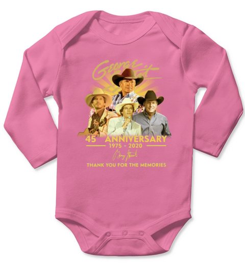 George Strait 45th Anniversary 1975 2020 Thank You For The Memories Signature Long Sleeve Baby One-Piece