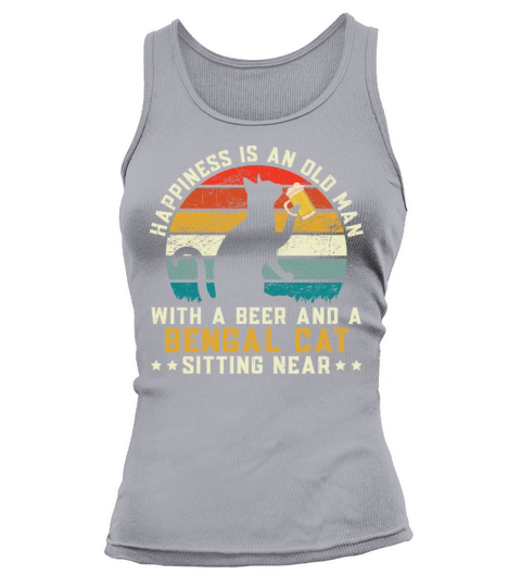 An Old Man With A Beer And A Bengal Cat Kitty Women's Tank Top