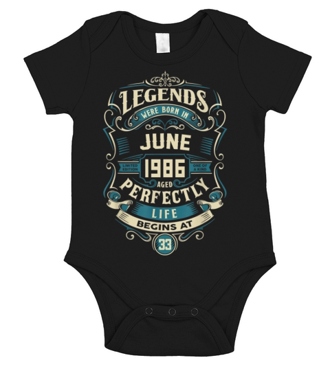 Retro Vintage June 1986 birthday Short Sleeve Baby One-Piece