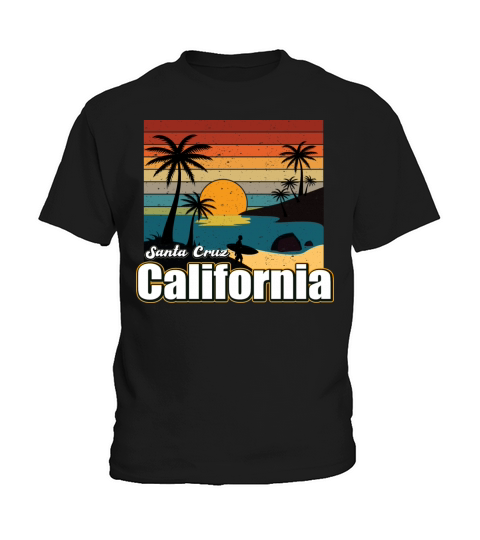 Vintage 70s 80s Style Santa Cruz Ca Surfing Kids T-Shirt