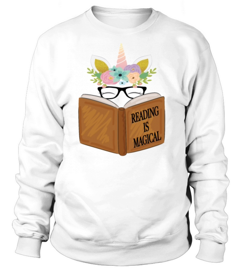 Reading is magical Cute Unicorn Face Book Lovers Women's Sweatshirt