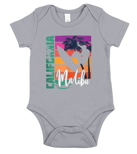 Retro Malibu California Beach Sun Surfing Souvenir Short Sleeve Baby One-Piece