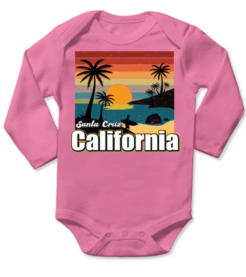 Vintage 70s 80s Style Santa Cruz Ca Surfing Long Sleeve Baby One-Piece