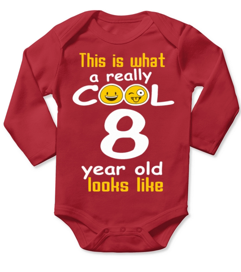 This is what a really cool 8 year old looks like Long Sleeve Baby One-Piece