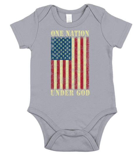 One Nation Under God American Flag 4th Of July Retro Short Sleeve Baby One-Piece