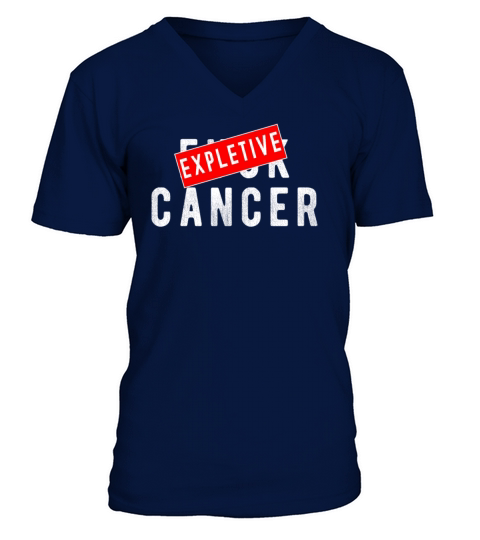 Fuck Cancer with expletive Cancer Awareness Men's V-Neck T-shirt